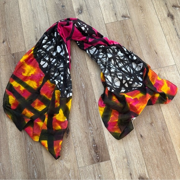 Paisley Road Multicolor Abstract Women’s Silk w Cotton Scarf OS NWT - Picture 11 of 11